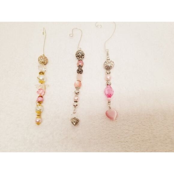 Three pink silver and white Christmas icicle ornaments c23 - Picture 2 of 11